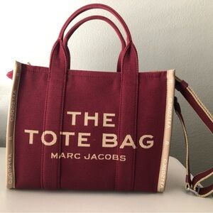 Marc Jacobs Red Structured Tote Bag with Cream Accents